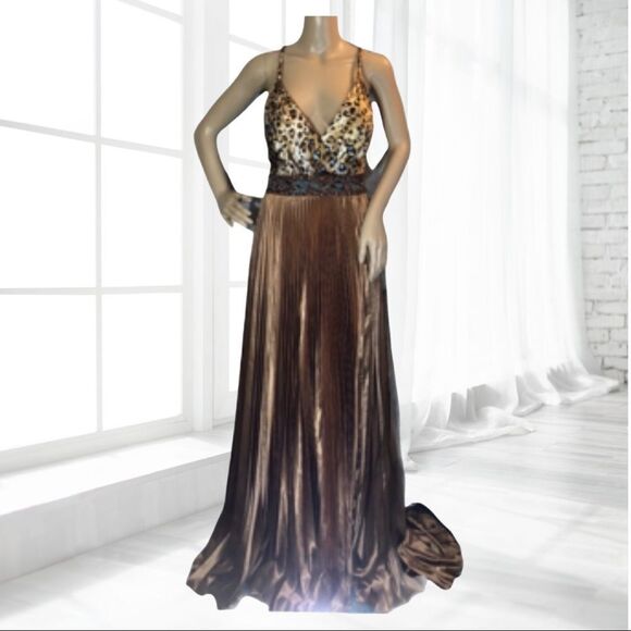 Camille La Vie Animal Print Beaded Evening Gown 8 - Picture 2 of 16